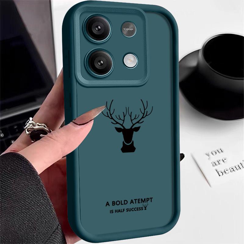 Deer Print TPU Matte Cover Shell For Xiaomi 14T Pro 13T Poco X7 F6 X6 M6 X5 Redmi 14C Note 14 13 Pro 12 11 10 Soft Shockproof Phone Case