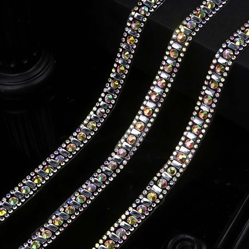 1Yard Glass AB Color Self Adhesive Rhinestone Chain Garment Accessories Decorations Trim Rhinestone Trim Strap