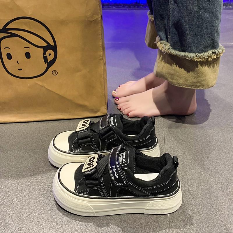 

Модные женские дышащие кроссовки для ходьбы из вулканизированной ткани Kawaii White Platform Flat Sneakers Sports Trainers Woman Running Lolita Tennis 35 чёрный