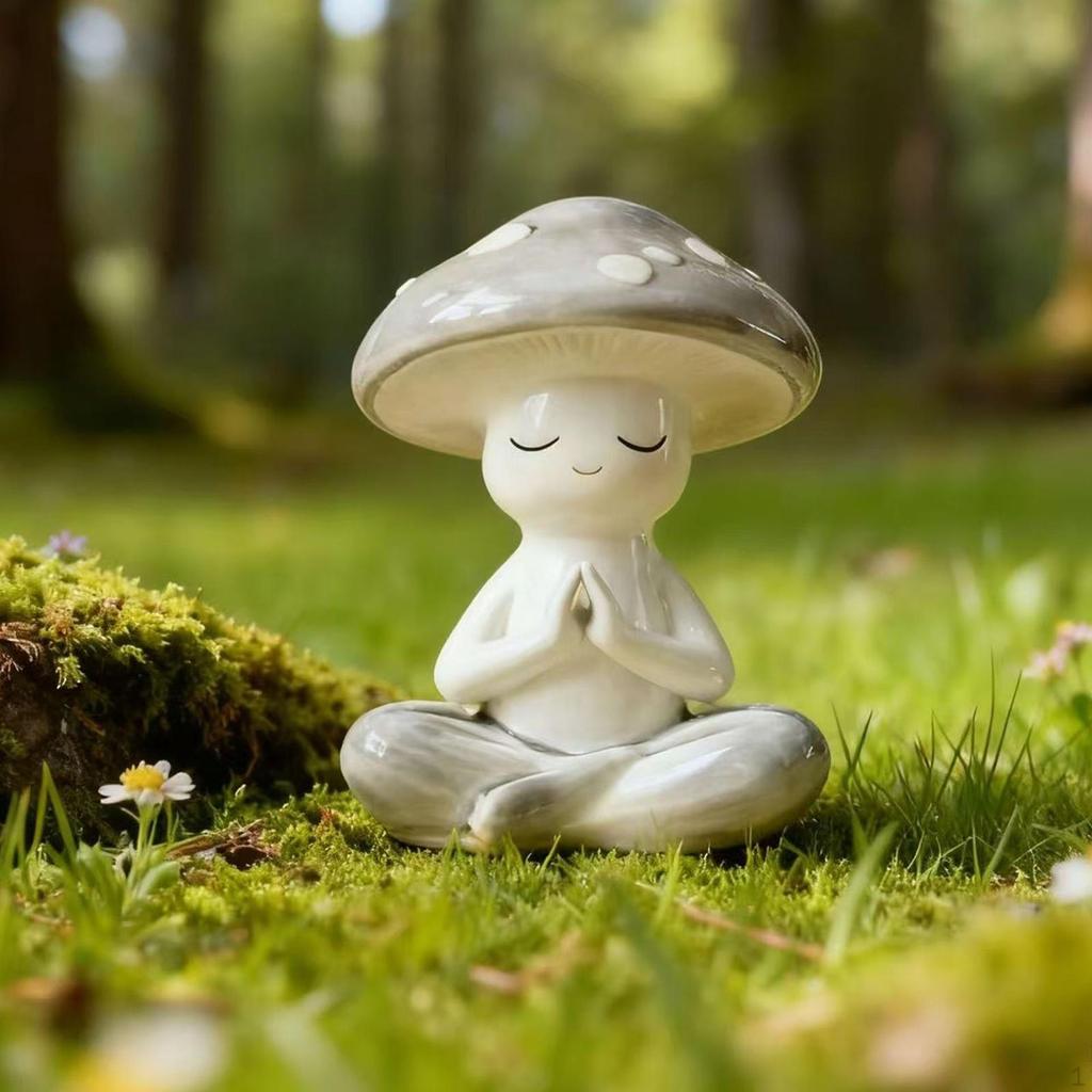 Meditationspilz Statue Dekorative Figur Kunsthandwerk Niedliches Schreibtischornament Kleine Skulptur für