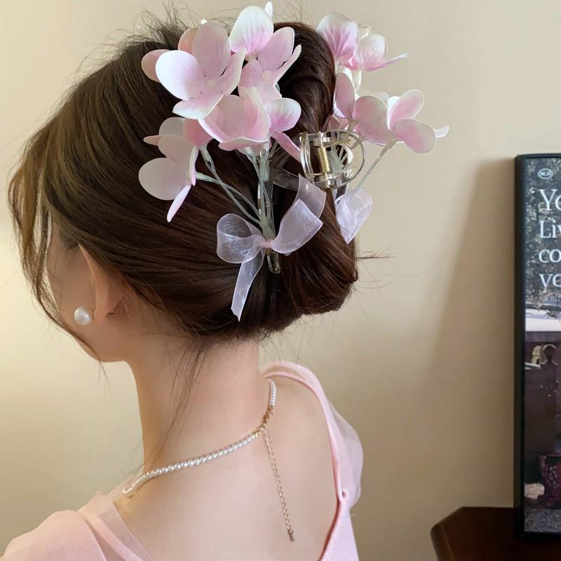 High-End Forest Style Lily Flower Hair Clip - Aesthetic Simulation Shark Grip for Women