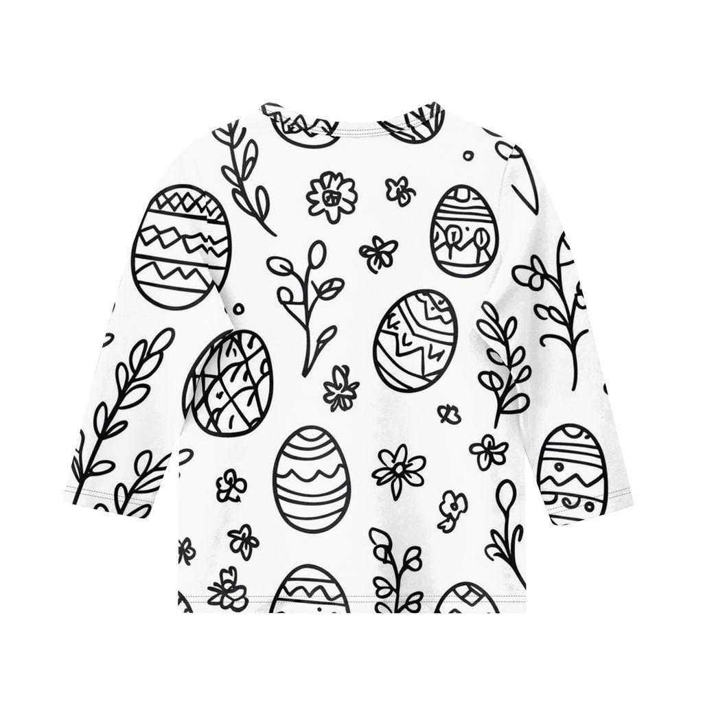 Children's Easter Printed Round Neck Seven Quarter Sleeve Casual T-shirt
