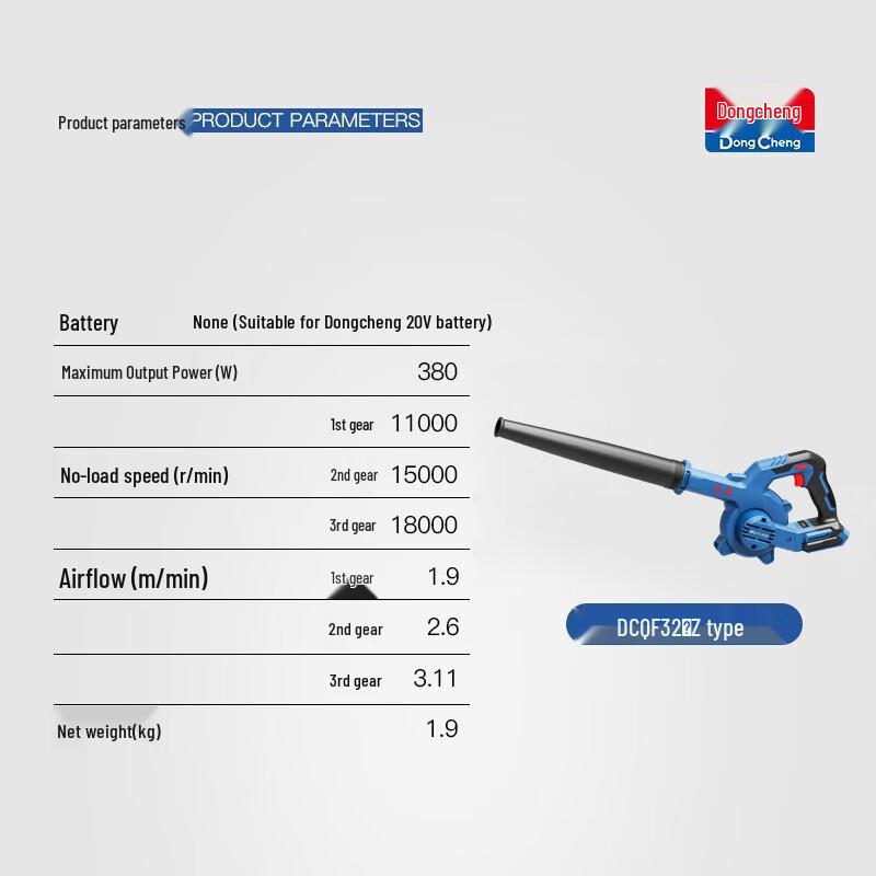 Dongcheng 20V Cordless Brushless Blower CN Plug (adapter Included)