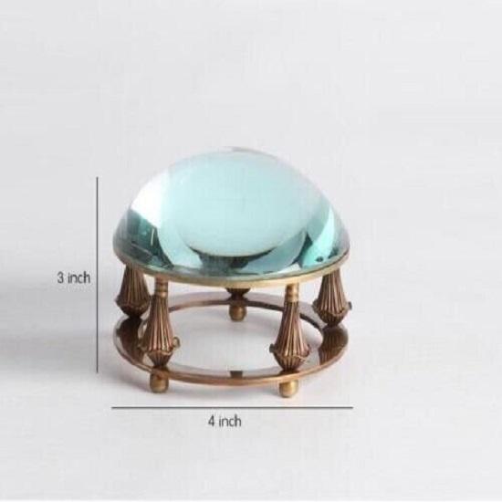 Brass Nautical Magnifying Glass Paperweight Desks Magnifier Vintage Dome Round