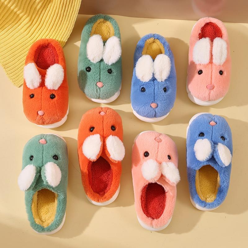 Cotton slippers female cute autumn and winter indoor home plush new thick-soled children's slippers home S