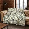 Cartoon Dollar Euro Money Rich Flannel Blanket Soft Warm Throw Blanket for Bedroom Living Room Bed Travel Camping Picnic Gift