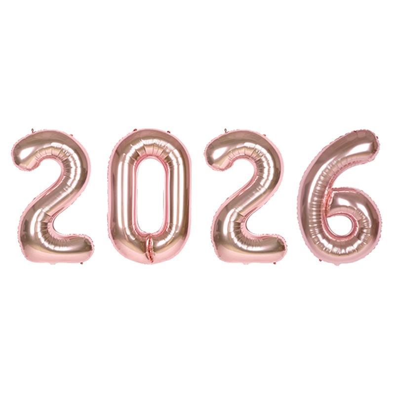 2026 Number Foil Balloons Happy  Year Eve Party Decoration Photo Booth Props Supplies Christmas Home Decor Navidad 2026