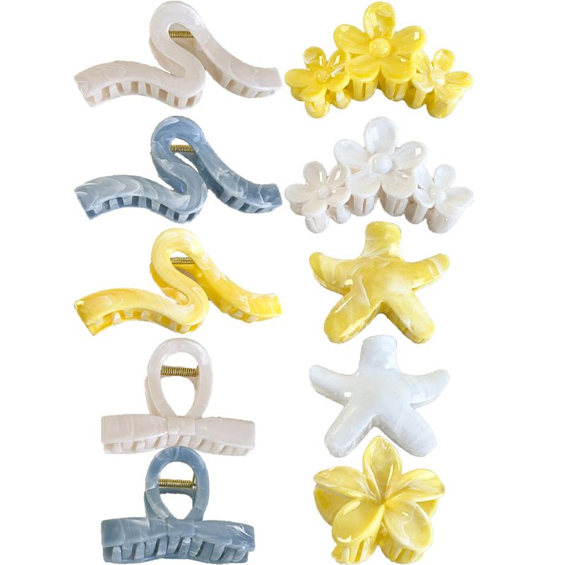Smudge Textured Hair Clip Women's High-end Sense Wavy Flowers Shark Clips Versatile Hair Accessories