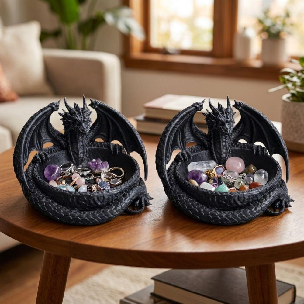 Dark Style Dragon Shaped Jewelry Tray Unique Dragon Trinket Bowl Room Decor