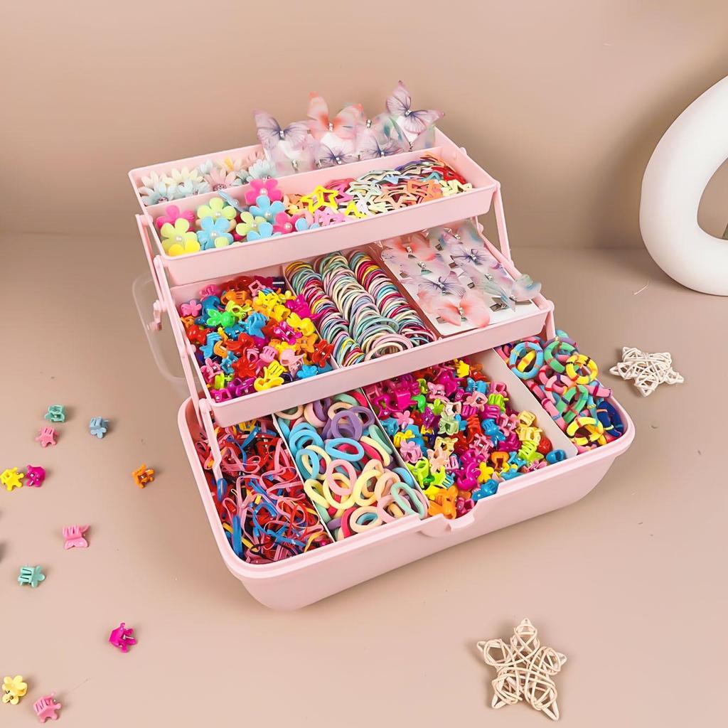 695-Piece Children's Hair Accessories Set: Hair Ties and Ropes Combination for Girls