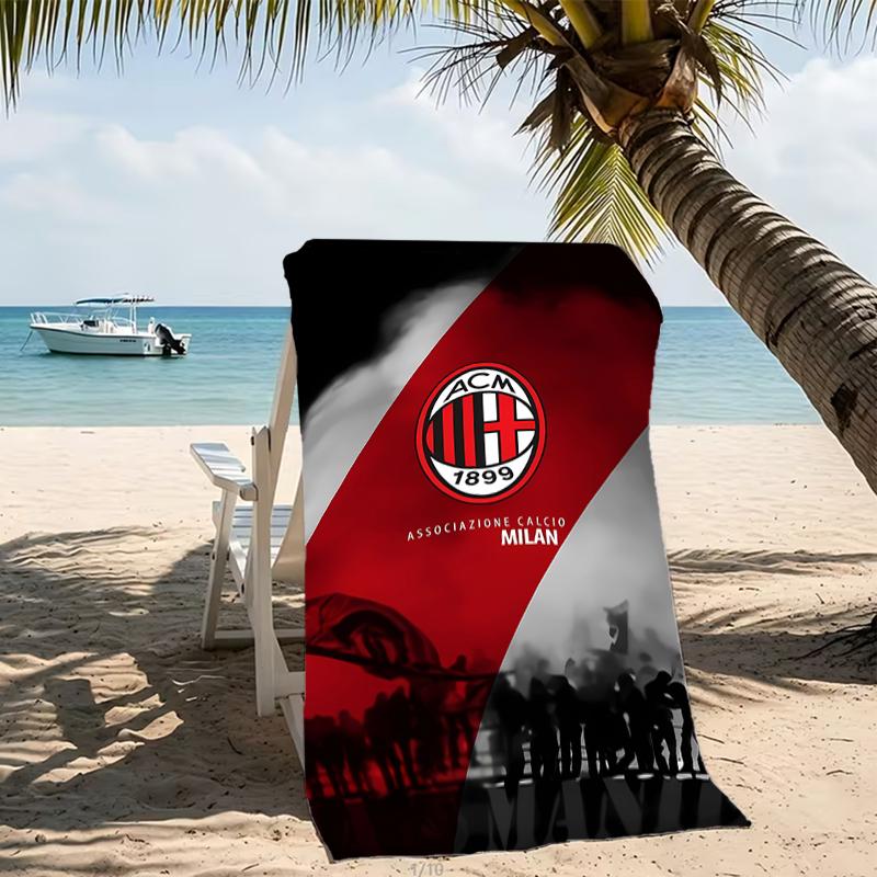 Beach Towel with Associazione Calcio Milan Pattern - soft,absorbent,machine washable Lightweight&Modern,swimming,Travel Essentials