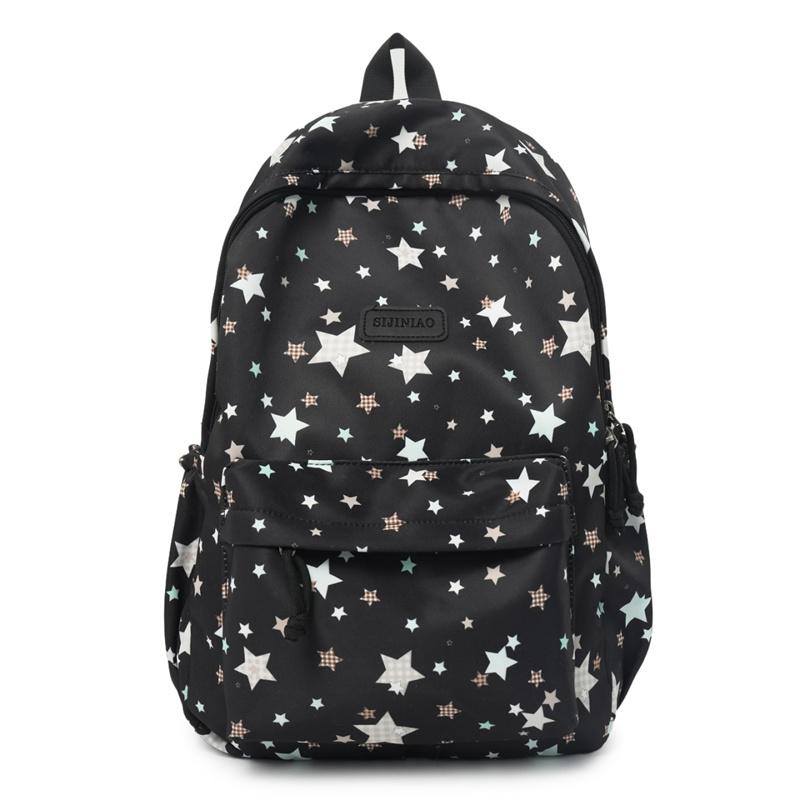 Star Print Large Capacity Backpack Grade 3-6 Student Schoolbag