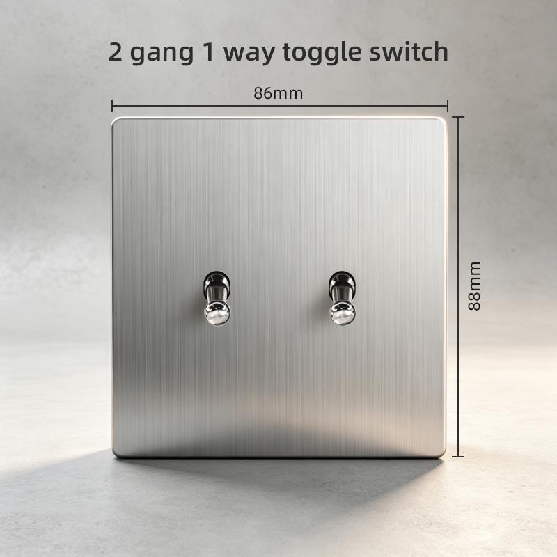 Silver Retro Dimmer Switch Light Toggle Switches With Plates UK Wall Socket 220V Universal Electrical Sockets And Switches 1