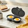 Simple Egg Cooker for Home Dual Cavity Microwave Poacher with Lid Handle, Food Grade Plastic Non Stick Maker Steamer, Oil-free Cooking Non-deformable