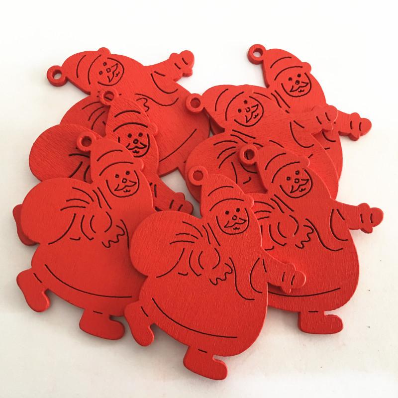 10Pcs Wooden Christmas Pendant Ornament Hollow Santa Claus Snowflake Xmas Tree Hanging Decoration for New Year Party Decor Gifts