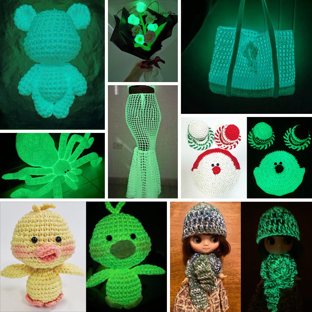 1pc Creative Functional Yarn Glow In The Dark Yarn, Polyester Luminous Chunky Weaving Yarn, DIY Handcraft Knitting Crochet Yarn