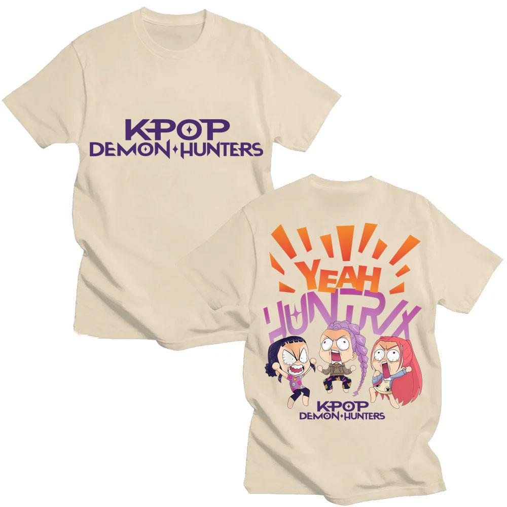 T-shirt K-pop Chasseurs de démons Rumi Mira Zpey Homme Femme Drôle Dessin animé Populaire Mode T-shirts Amples Coton Y2K T-shirts Streetwear