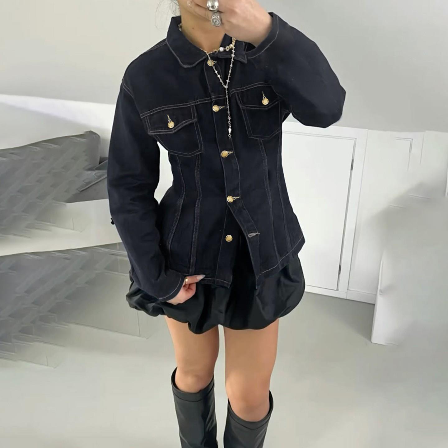 

JFL38868 Casual Slimming Long Sleeve Denim Bodycon Jacket Medium