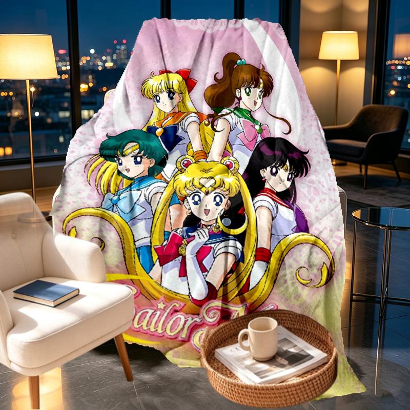 Sailor Moon Print Blanket - Soft & Comfortable, for Bedroom, Travel, Sofa, Home Decoration - Birthday Christmas Gift for Friend