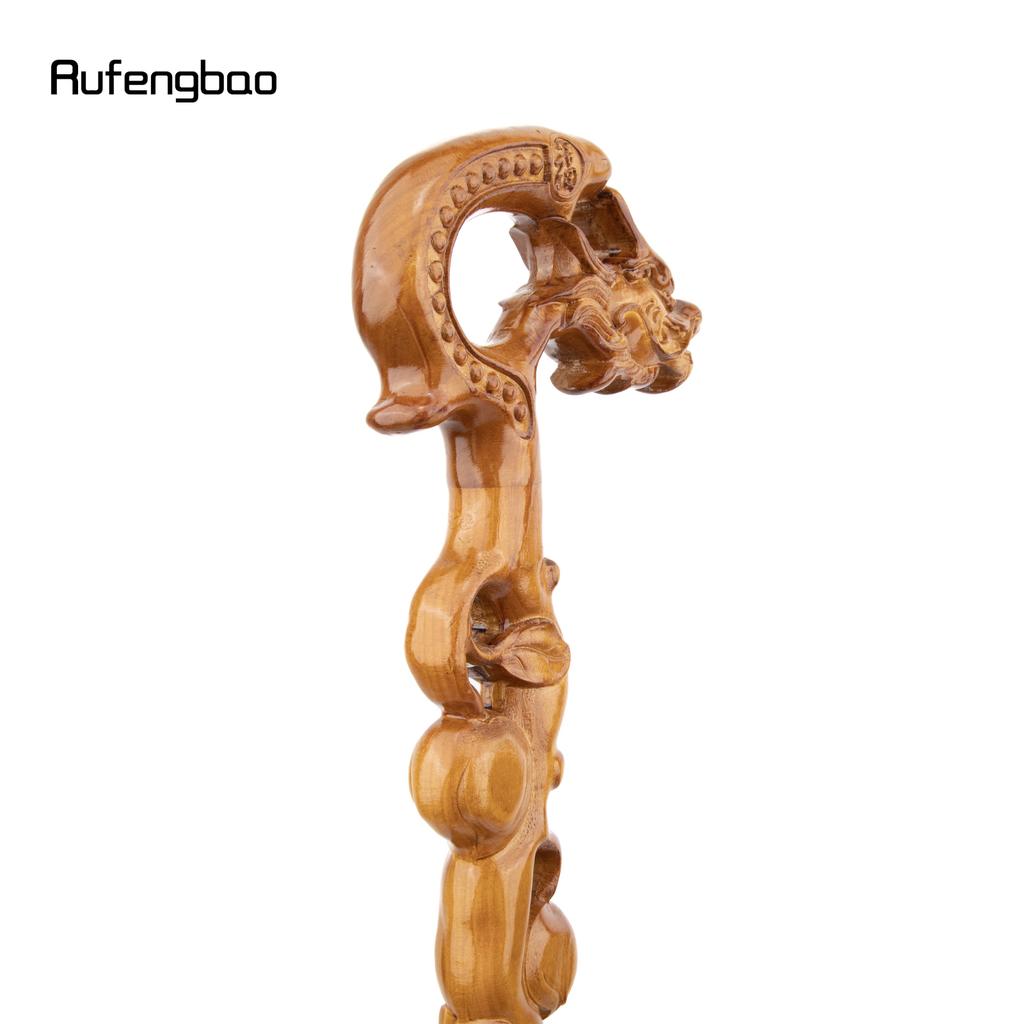 Yellow Dragon Wooden Single Joint Fashion Wood Stick Decorative Cospaly Cane Halloween Crutch Wand Crosier 94cm