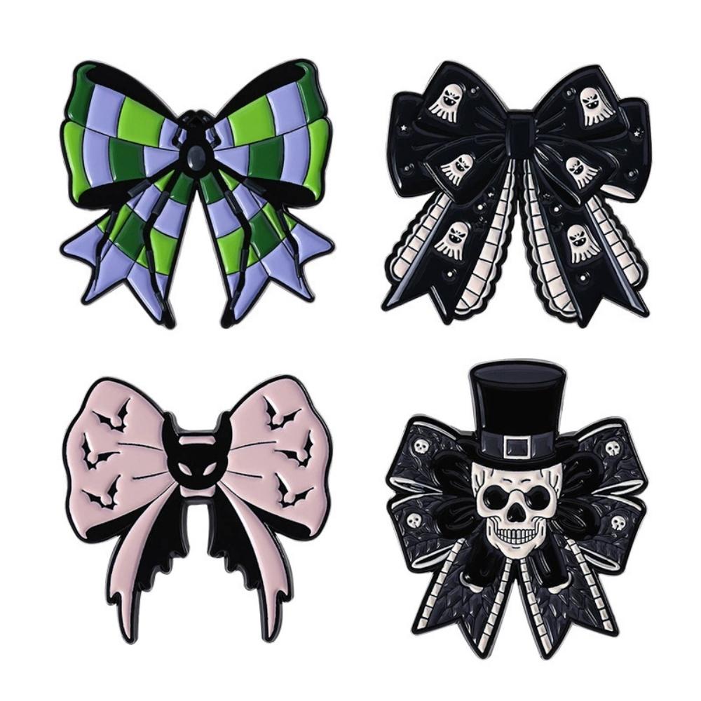 Bat Ghost Face Skull Bow Brooch JK Skirt Decoration Collar Needle Punk Dark Style Sweet Versatile Jewelry Gift