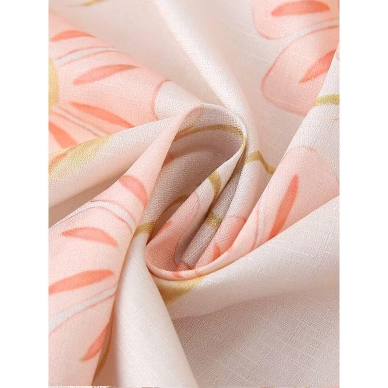 Kaslead New Arrival Women's Clothing Fashion Style Fashion Slim Fit Slimming Linen Pink Flower Sleeveless Dress