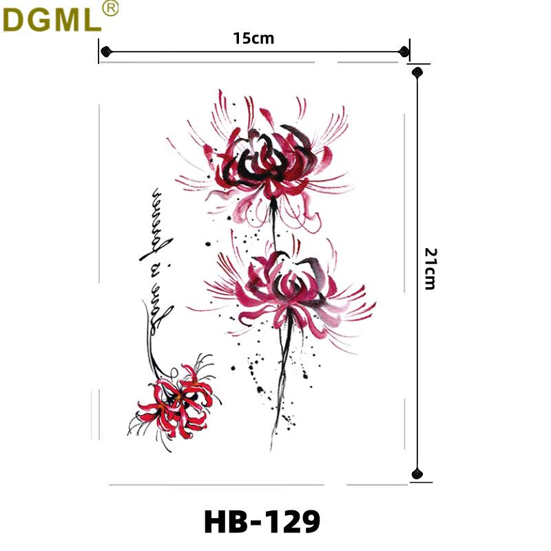 Geisha Skull Flower Tattoo Stickers: Halloween Arm & Face Ghost Designs