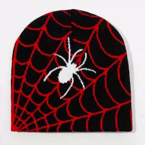 1pc Unisex Y2K Style Beanie with Spider Web Printing,winter Casual Windproof Skull Cap,Suitable for Halloween Daily Wear Winter