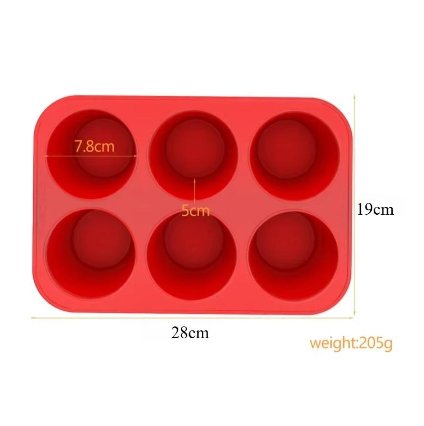 6 Cup Silicone Jumbo Muffin Pan Giant Silicone Cupcake Pan/Cups Deep Popover Pan Large Muffin Pans Baking Cheesecake Bites  D031