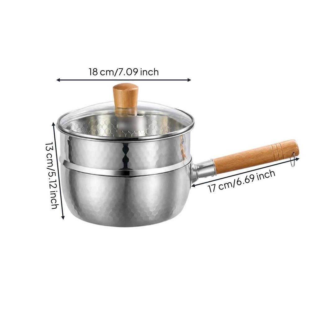 Uncoated Hammered Steel Pot with Lid | doubleSpout, Yukihira Saucepan