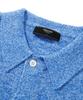 TRILLION Washable Boucle Collar Short Sleeve Knit (Melange Blue)
