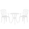 3 Pieces Garden Bistro Set, Cast Aluminium Outdoor Dining Set with 2 Chairs and Round Table with Parasol Hole, White