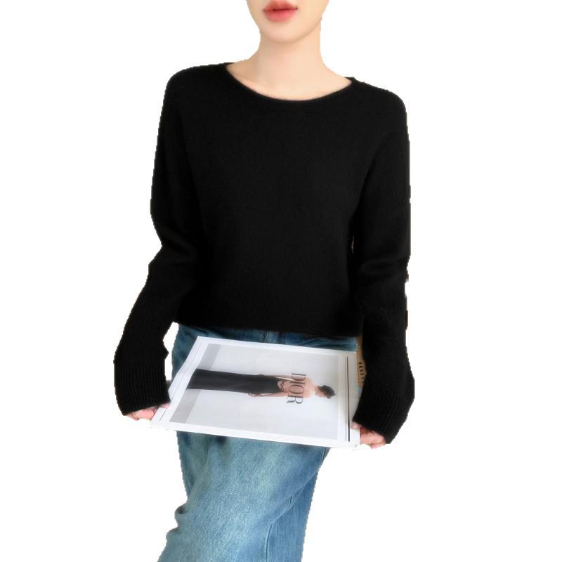 Women's Round Neck Cashmere Sweater: Autumn/Winter Jacquard Knitwear Top