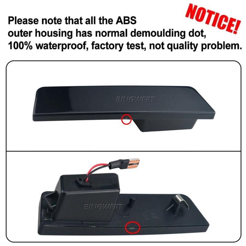 2PCS Turn Signal Side Marker Light For Dodge Challenger 2008-2014 For Dodge Charger 2011-2014 Sequential Flashing Dynamic LED
