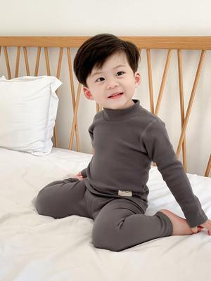 Kinder Thermo-Unterwäsche-Set mit hohem Kragen - Gekämmte Baumwolle, Verdickt, für Jungen & Mädchen