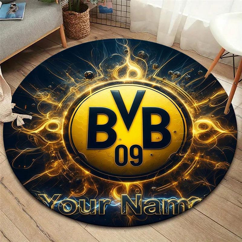 Borussia Custom Name Round Area Rug,Carpet Rug for Living Room Bedroom Sofa Playroom Decor,Non-slip Floor Mat