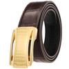 Men's top grain leather belt with durable stainless steel automatic buckle