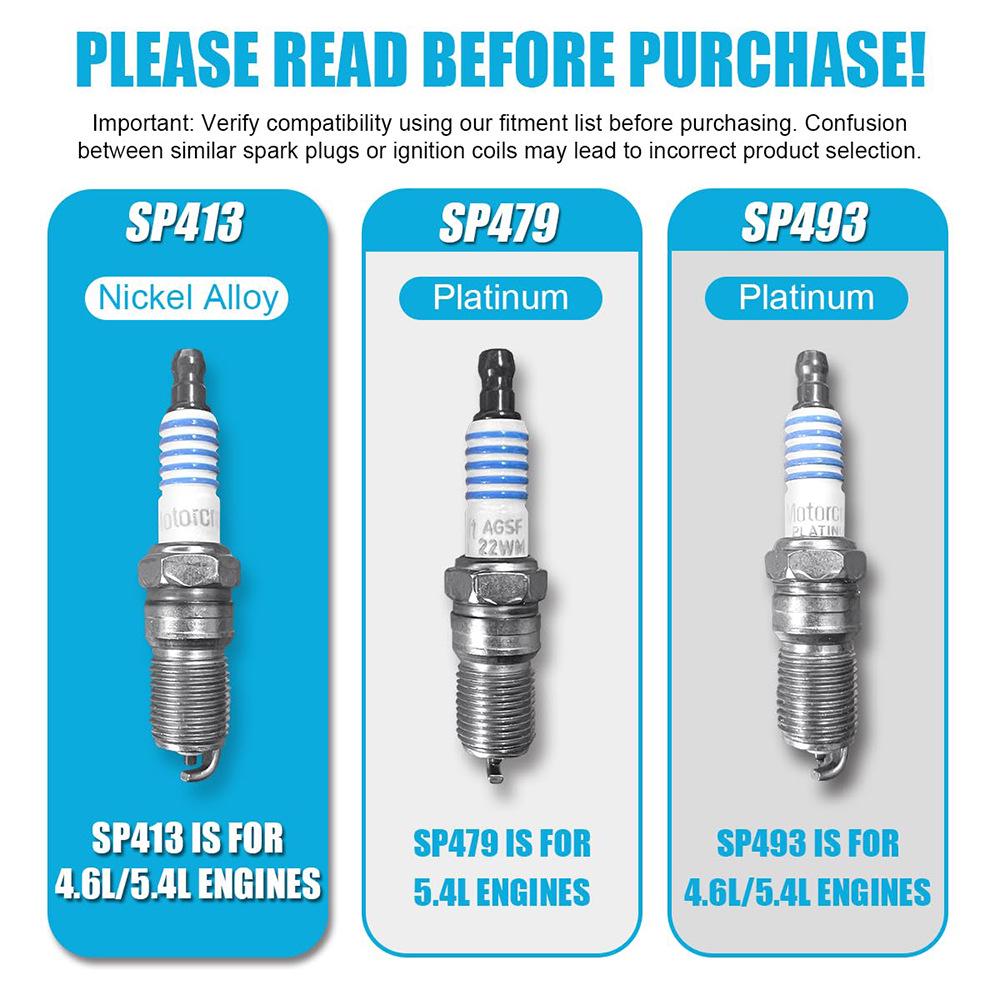 Zündspule DG508 & Zündkerze SP413 Zündkerzen-Kit für Ford F150 Mustang V8 4,6L - 8 Stück