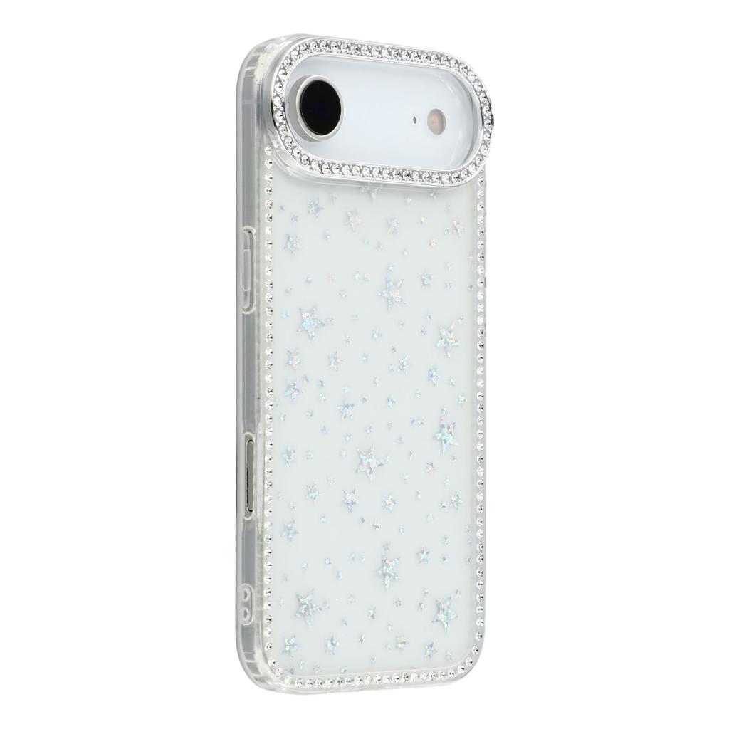 For iPhone 17 Air Case Rhinestone Edge Glitter Back TPU+PC IMD Phone Cover