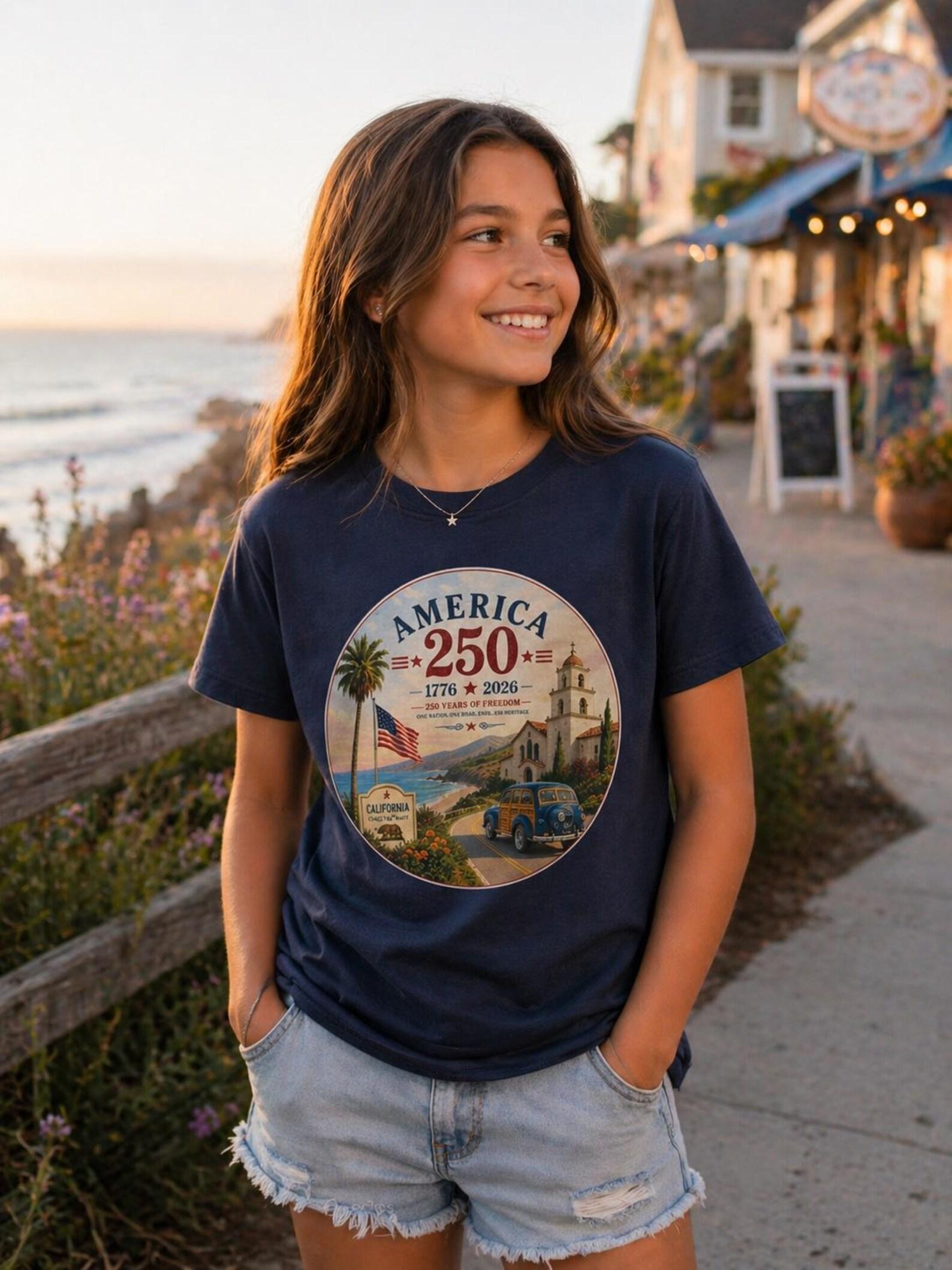 American vintage coastal scene Kids Tee | patriotic bicentennial style 100