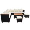 7 piece Garden Lounge Set with Cushions Poly Rattan Black