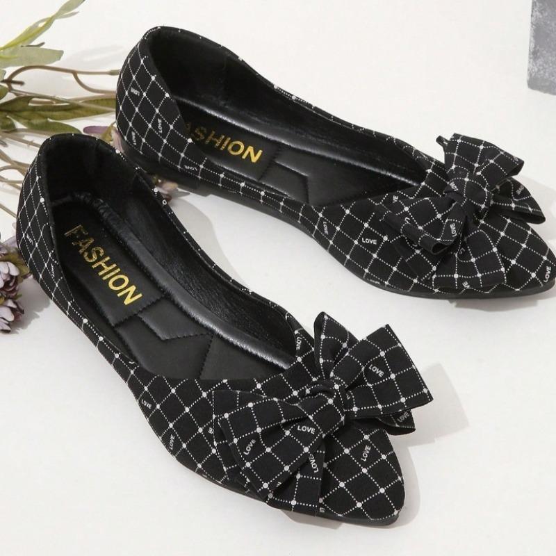 Fashion Ladies Shoes 2025 Hot Sale Shallow Women's Flats Fashion Butterfly-knot Daily Plus Size Color Matching Light Flat Low Heels