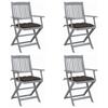 Day and Night - Day and Night Folding Garden Chairs 4 Pcs Cushions Solid Acacia Wood
