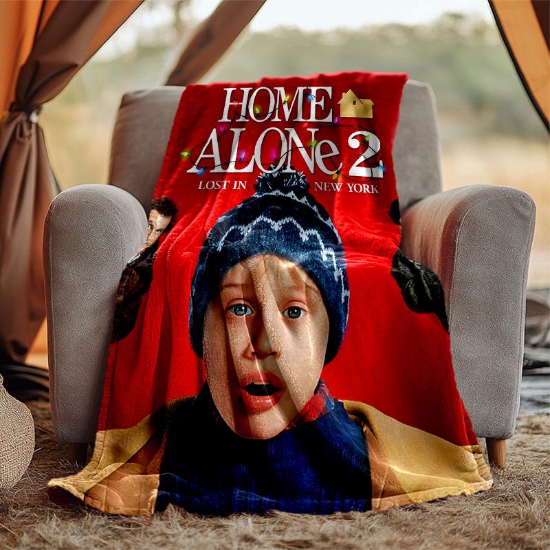Home Alone Flannel Blanket Soft Warm All-Season Throw, Design for Camping, Car Travel, Hiking Sofa, Bed, Office Perfect Gift for Parties