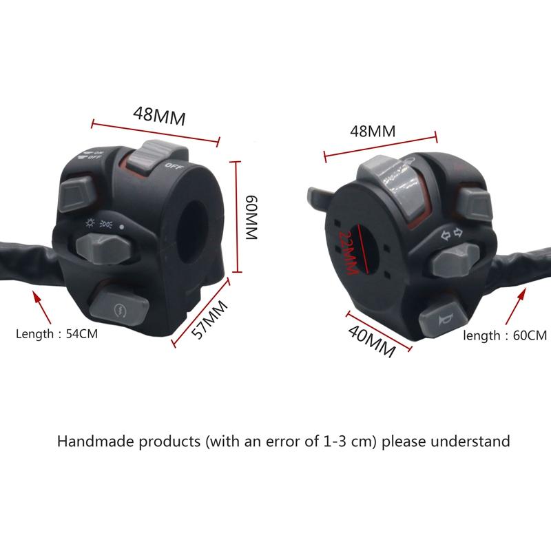 LMoDr 7/8'' 22mm Universal Motorcycle Handlebar Switch Headlight Warning Light Turn Signal Horn Start Kill Button With LED