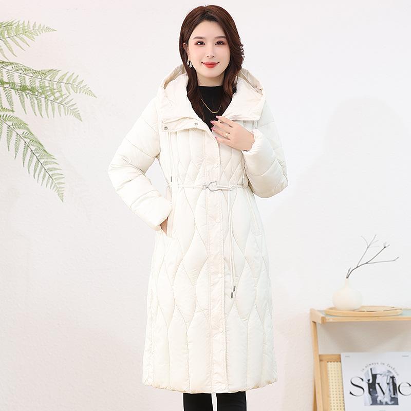 Giacca da Donna Autunno Inverno Colore Solido con Cappuccio Slim Spessa Larga Antivento Lunghezza Media Giacca da Donna