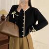 Women's Knitted Sweater Cardigan Spring and Autumn Fashion Chinese Style Lace Up Fashion