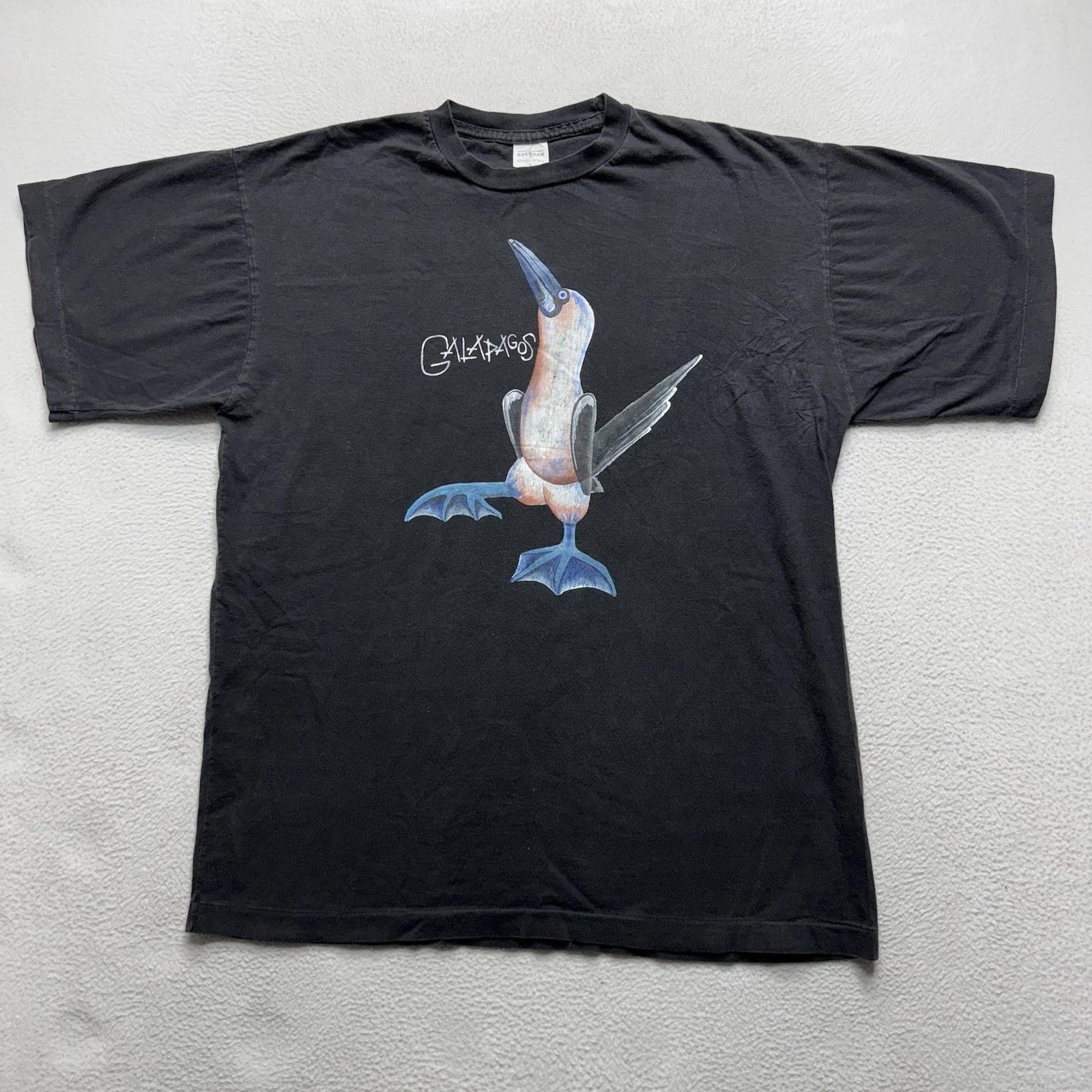 Vintage Galapagos Island Single Stitch Large T-Shirt Black Boobies Booby M