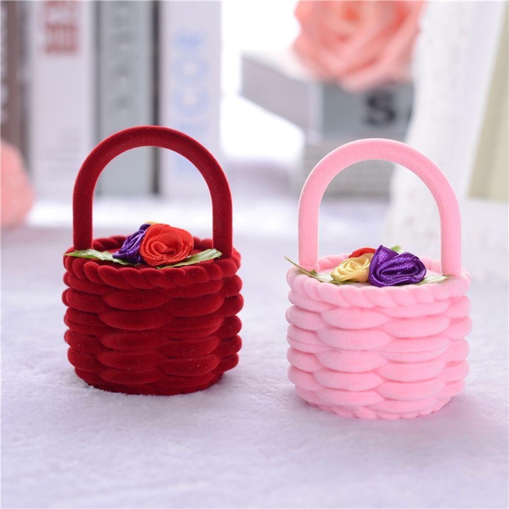 

1шт серьги хранения женщин кольцо футляр роза цветок корзина