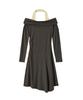 Salon De Yon Halter Neck Jersey Dress_ Khaki Gray